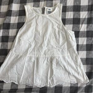 Old Navy White Eyelet Peplum Tank Top